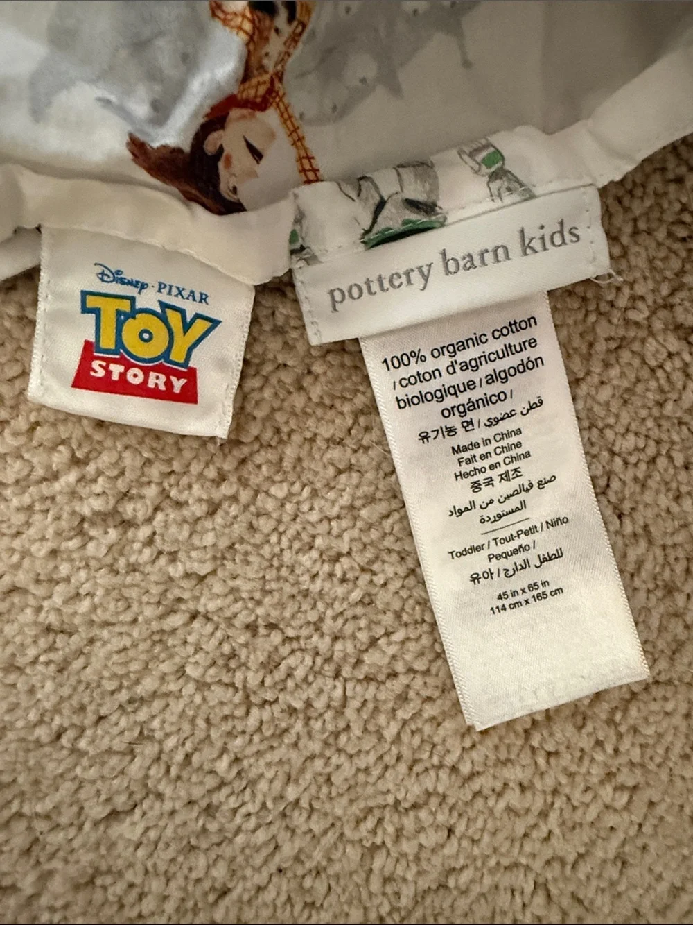 Pottery Barn Kids Toy Story Buzz & Woody White Cotton Sheet Set • Crib/Toddler
